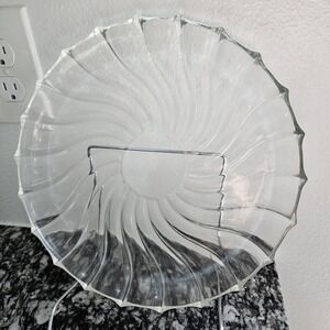 Vintage clear glass swirl‎ serving plate